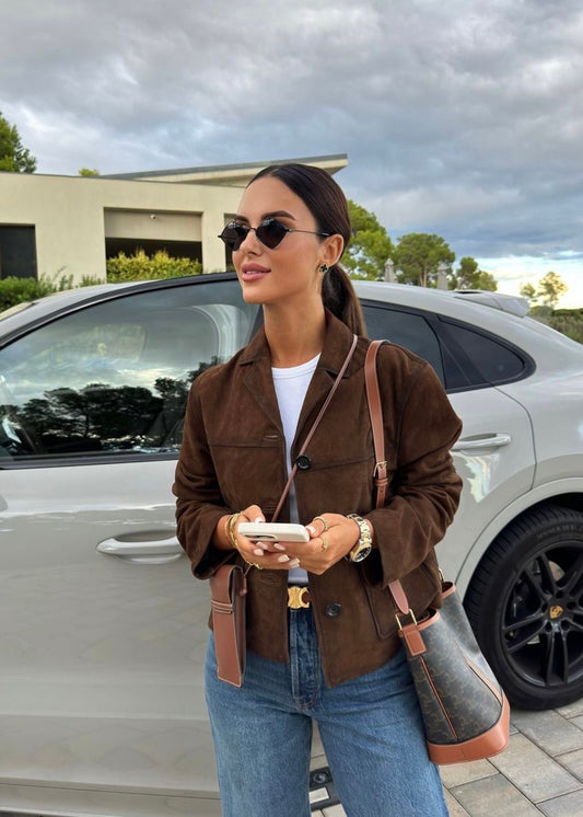 Kurze Retro-Wildlederjacke