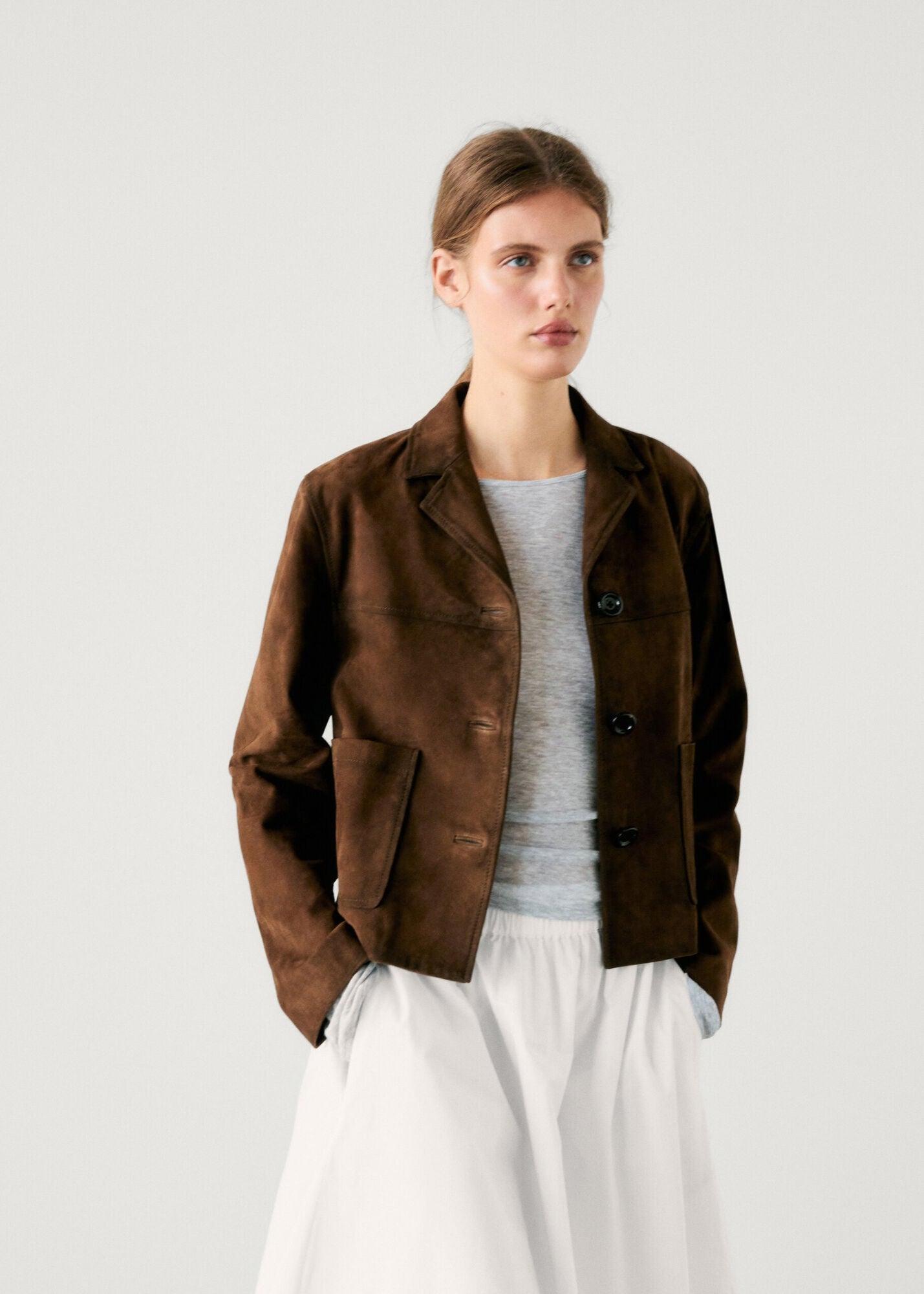 Veste en suédine rétro courte