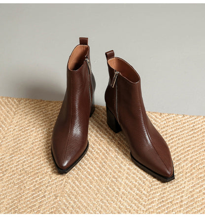 Bottines en cuir véritable à talons hauts
