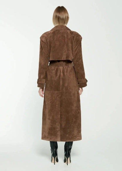 Trench long en suédine