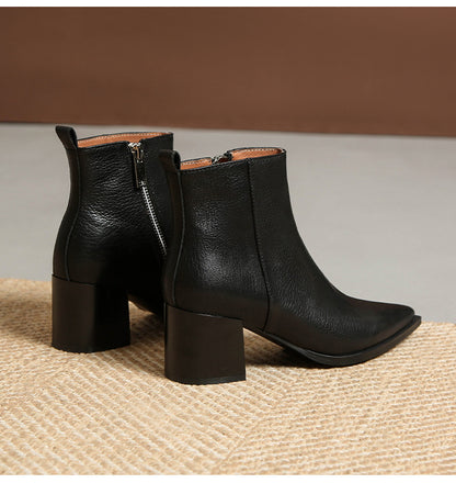 Bottines en cuir véritable à talons hauts